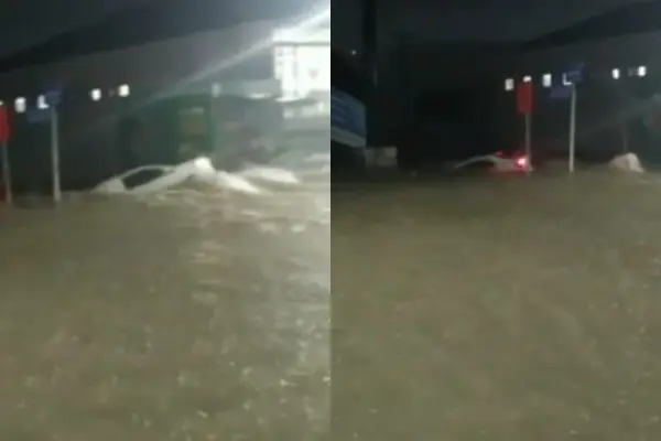 Foi filmado: Mulher desaparece após carro ser engolido pelas águas da chuva em Teresina; Polícia procura o corpo