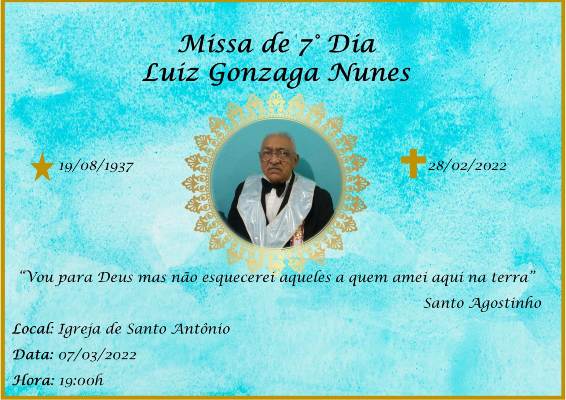 Missa de Sétimo Dia do ex-vereador Gonzaga Nunes será hoje em Timon