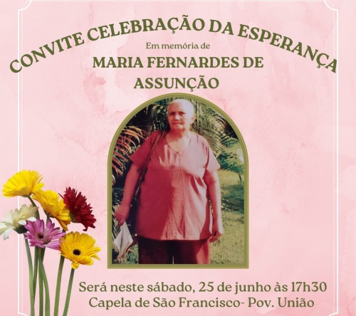Familiares e amigos participam de celebração por dona Maria Fernandes de Assunção