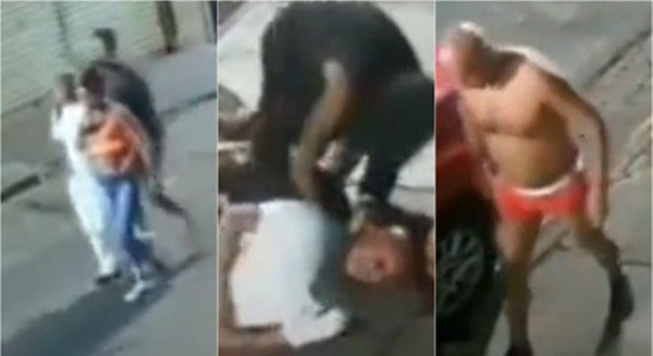 Assista : Bando ataca homem no centro de São Paulo, leva tudo e o deixa de cueca