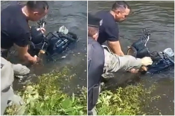 Teresina: Bandidos escondem moto roubada dentro de lagoa