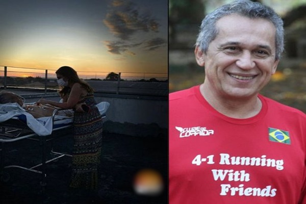 Foto que emociona ! Mesmo acamado, esposa levou o jornalista Francisco Magalhães para ver o pôr do sol